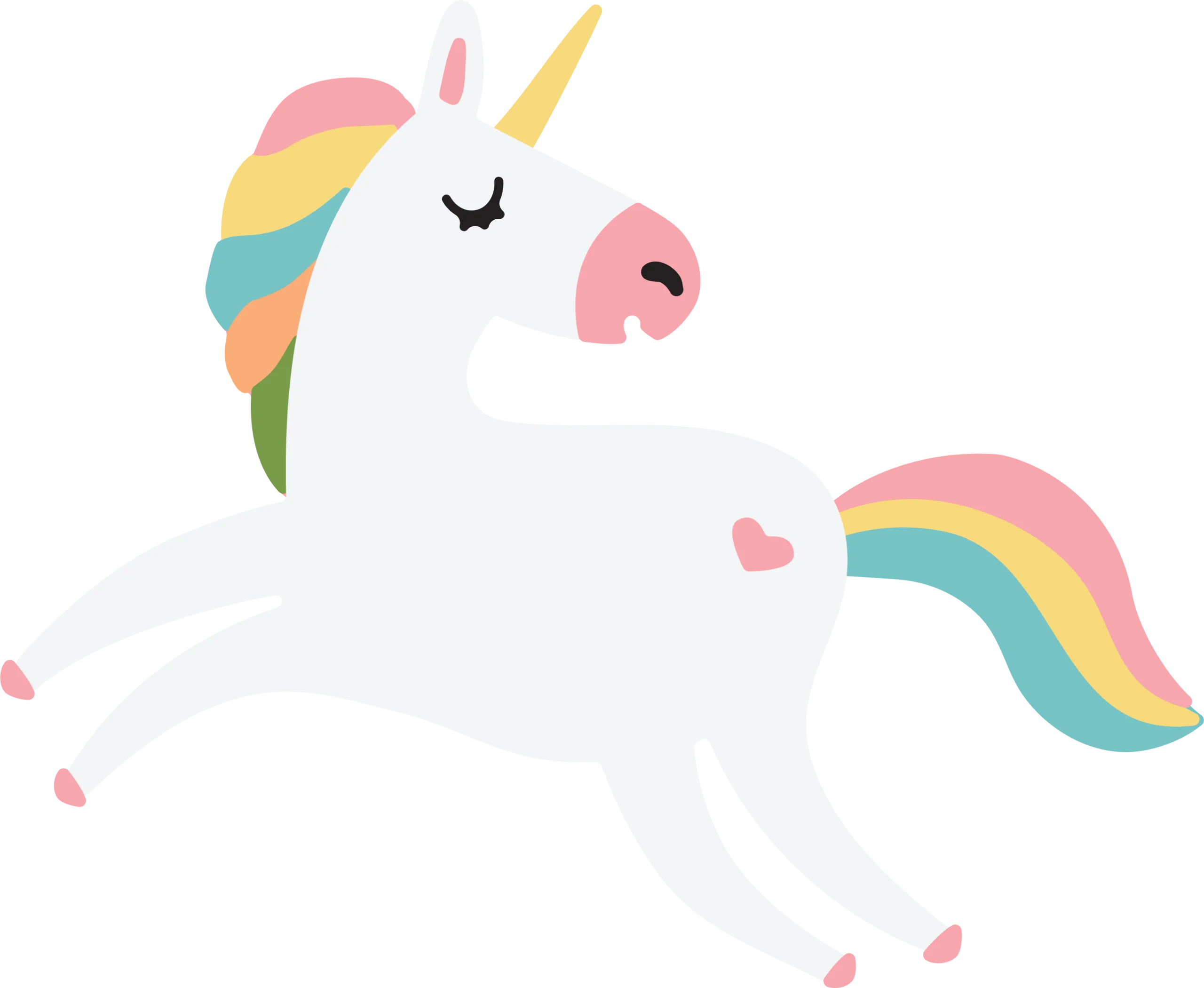 Magical Whimsical Rainbow Unicorn Clipart - Cute Pastel Fantasy Creature