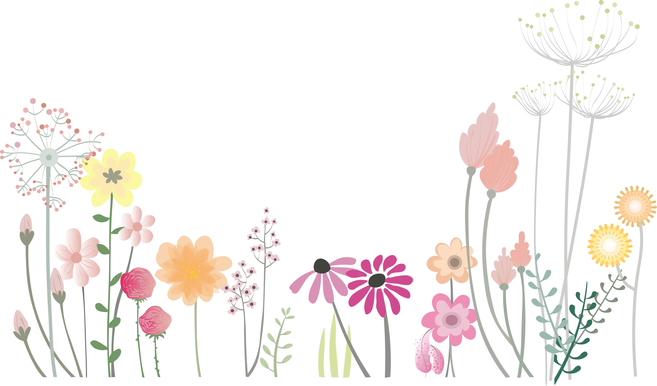 Whimsical Spring Garden Watercolor Wildflowers Clipart Collection