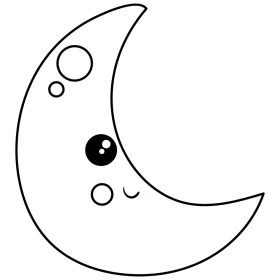 Adorable Kawaii Crescent Moon Clipart with Charming Expressive Features