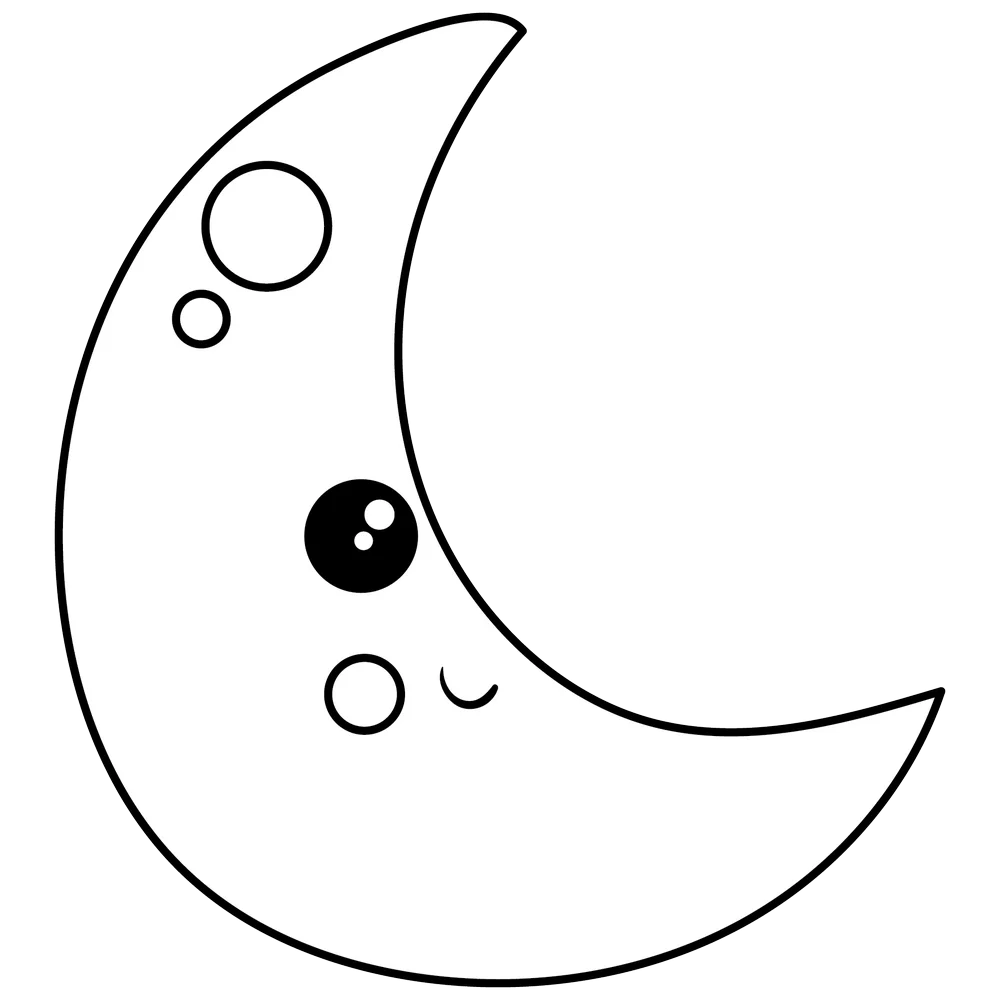 Adorable Kawaii Crescent Moon Clipart with Charming Expressive Features