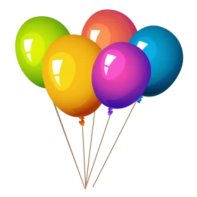 Cheerful Floating Helium Balloons Clipart Collection with Rainbow Colors