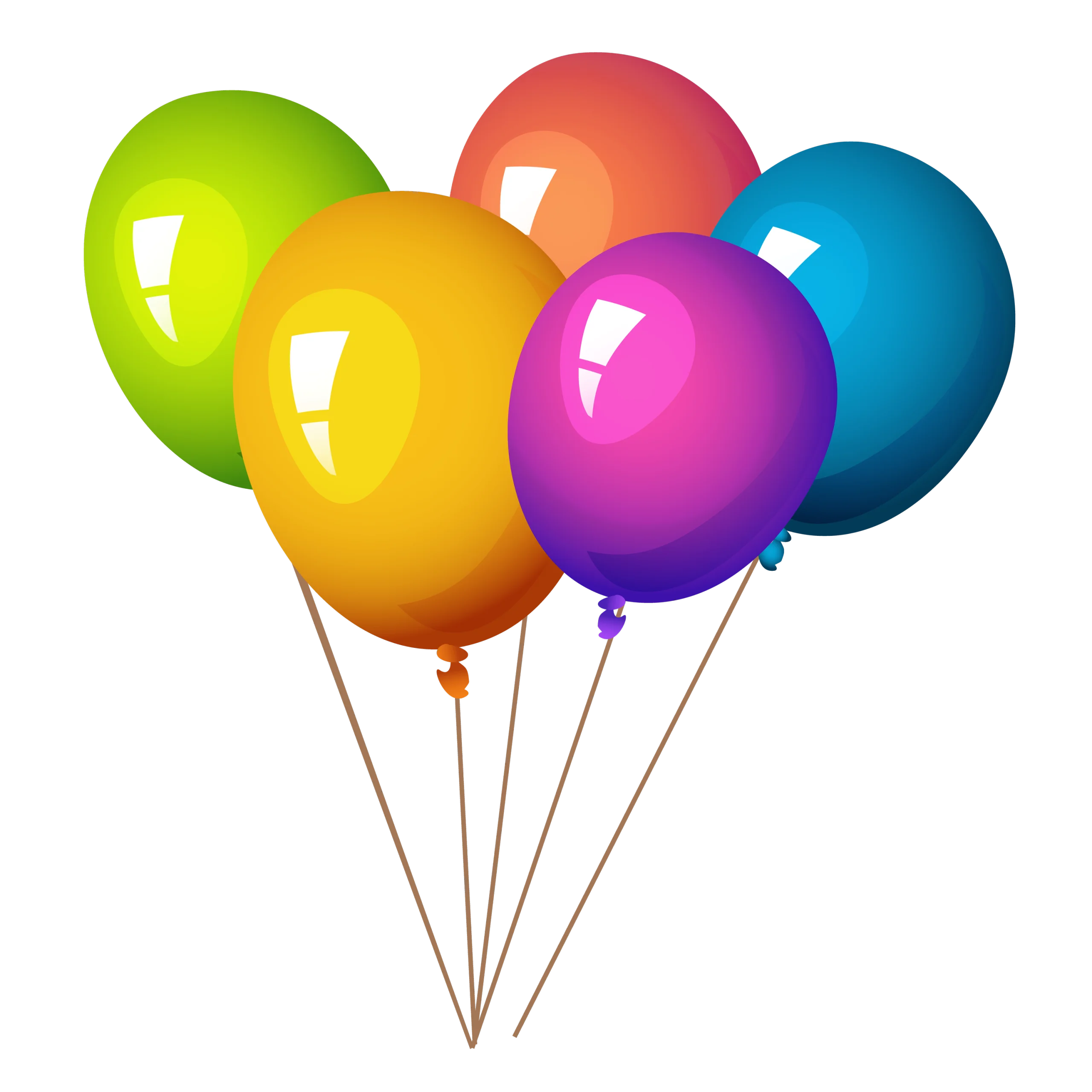 Cheerful Floating Helium Balloons Clipart Collection with Rainbow Colors