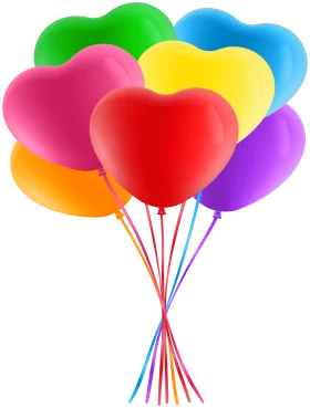 Cheerful Heart-Shaped Balloons Clipart Collection in Rainbow Color Spectrum