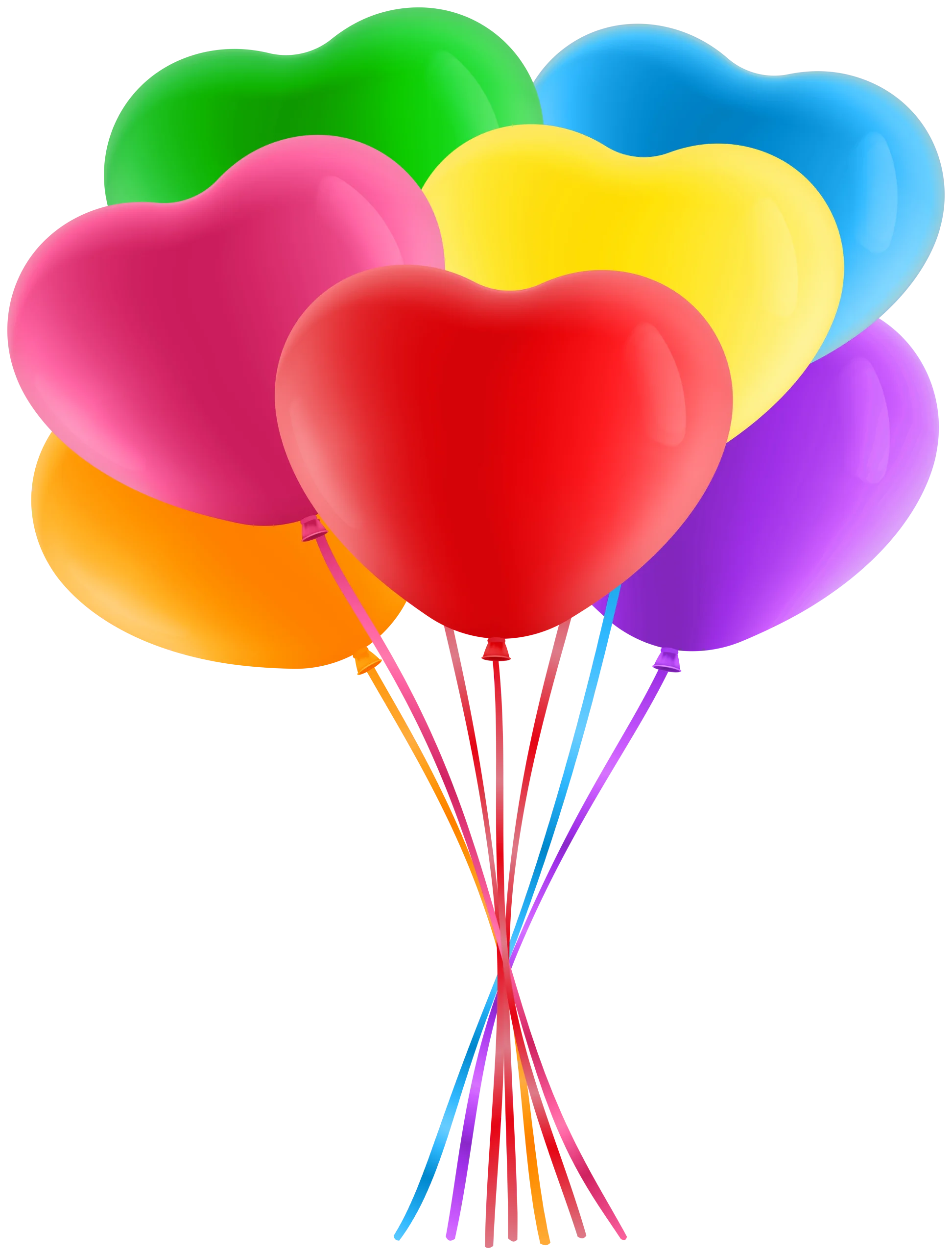 Cheerful Heart-Shaped Balloons Clipart Collection in Rainbow Color Spectrum