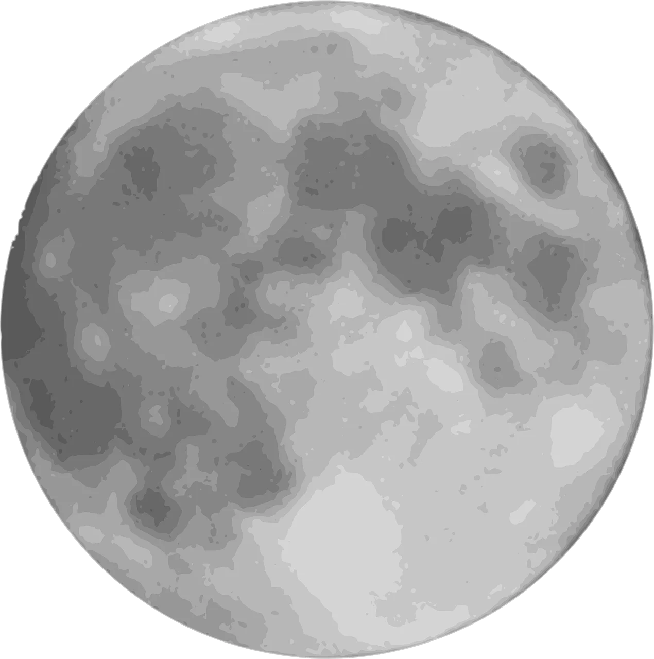 Detailed Monochromatic Full Moon Clipart Illustration with Lunar Surface Texture