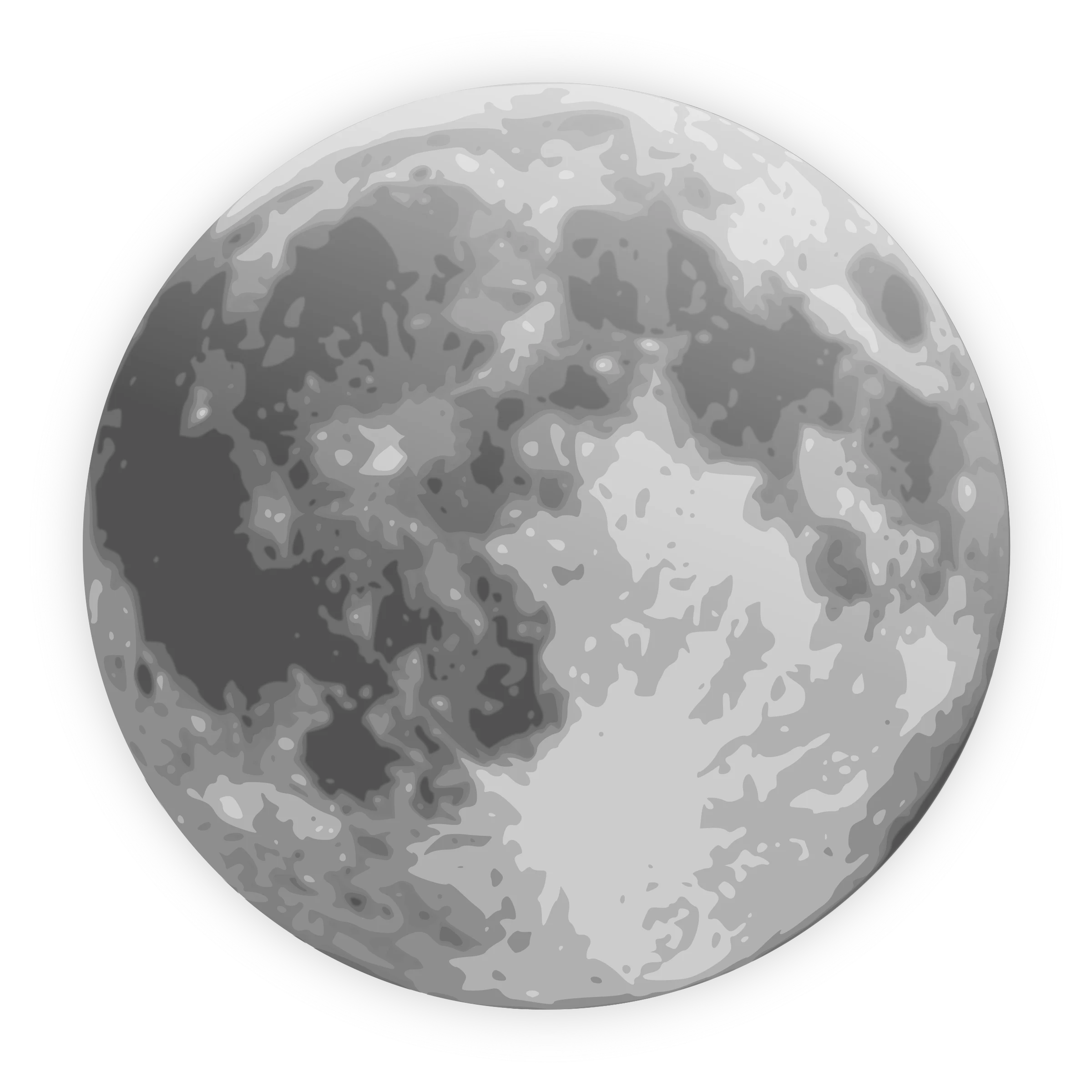 Detailed Monochromatic Full Moon Clipart Illustration with Textured Surface