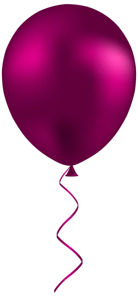 Elegant Magenta Balloon Clipart with Graceful Curled Ribbon Design