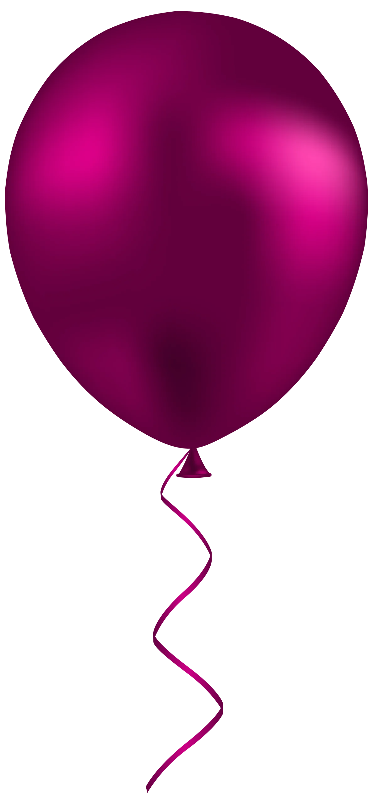 Elegant Magenta Balloon Clipart with Graceful Curled Ribbon Design