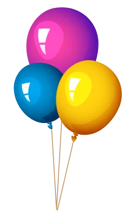 Festive Balloon Clipart: Colorful Trio of Celebration Balloons with Glossy Finish