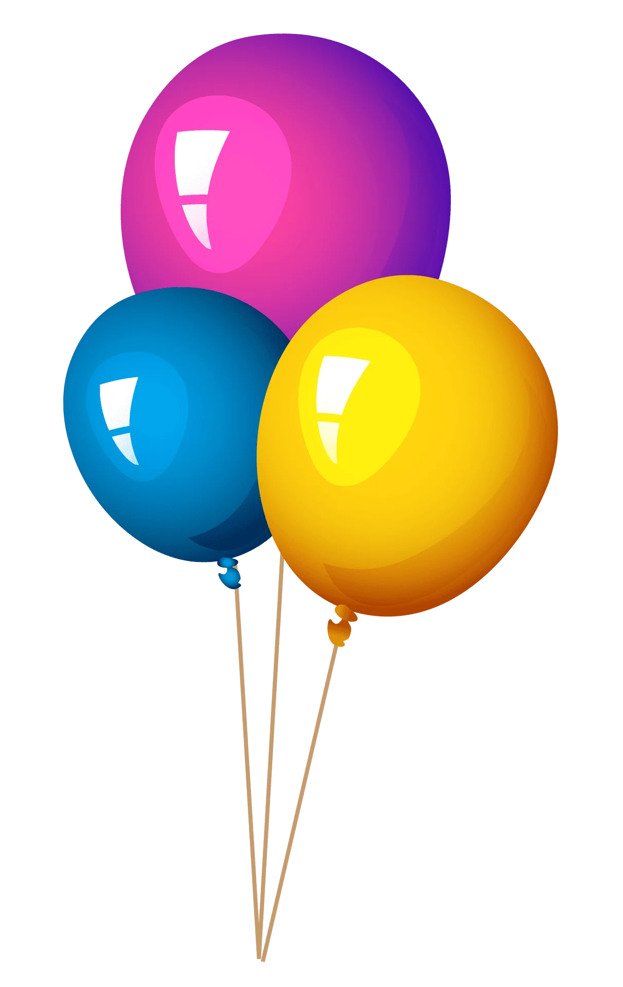 Festive Balloon Clipart: Colorful Trio of Celebration Balloons with Glossy Finish