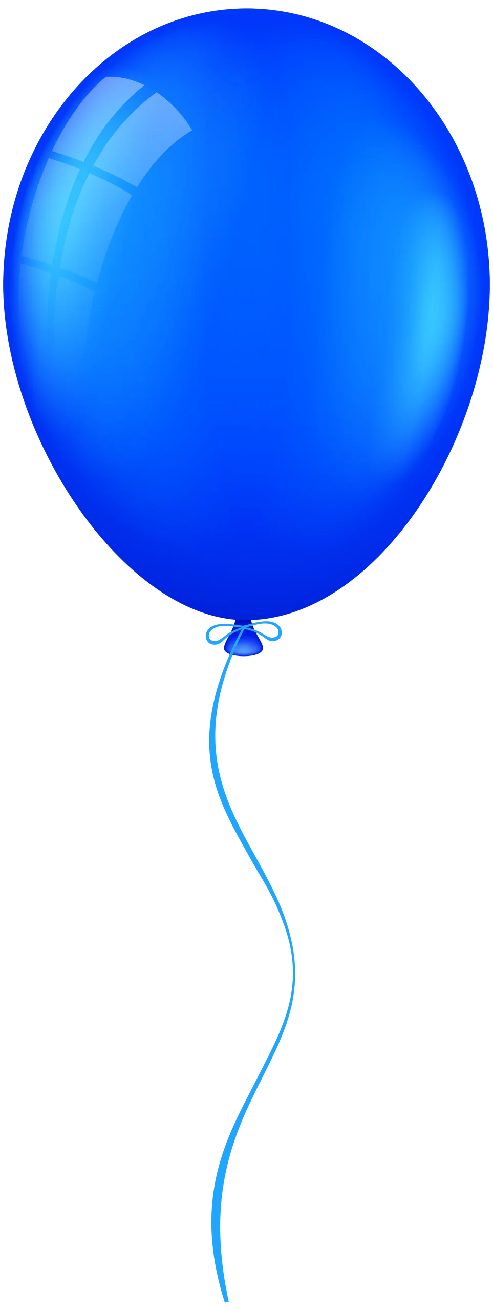 Glossy Azure Blue Balloon Clipart with Elegant Curved String Design
