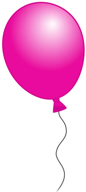 Glossy Hot Pink Balloon Clipart with Curvy String Floating Whimsically
