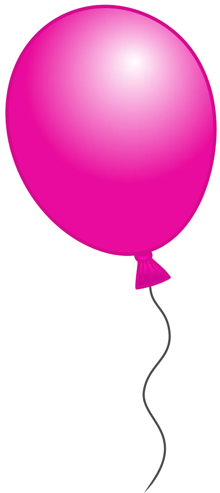 Glossy Hot Pink Balloon Clipart with Curvy String Floating Whimsically