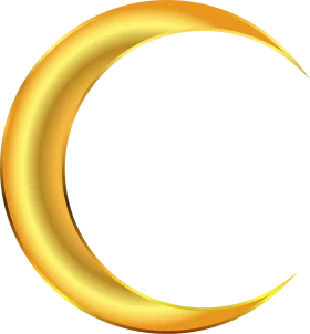 Golden Crescent Moon Clipart Illustration: Soft Glowing Lunar Design Element