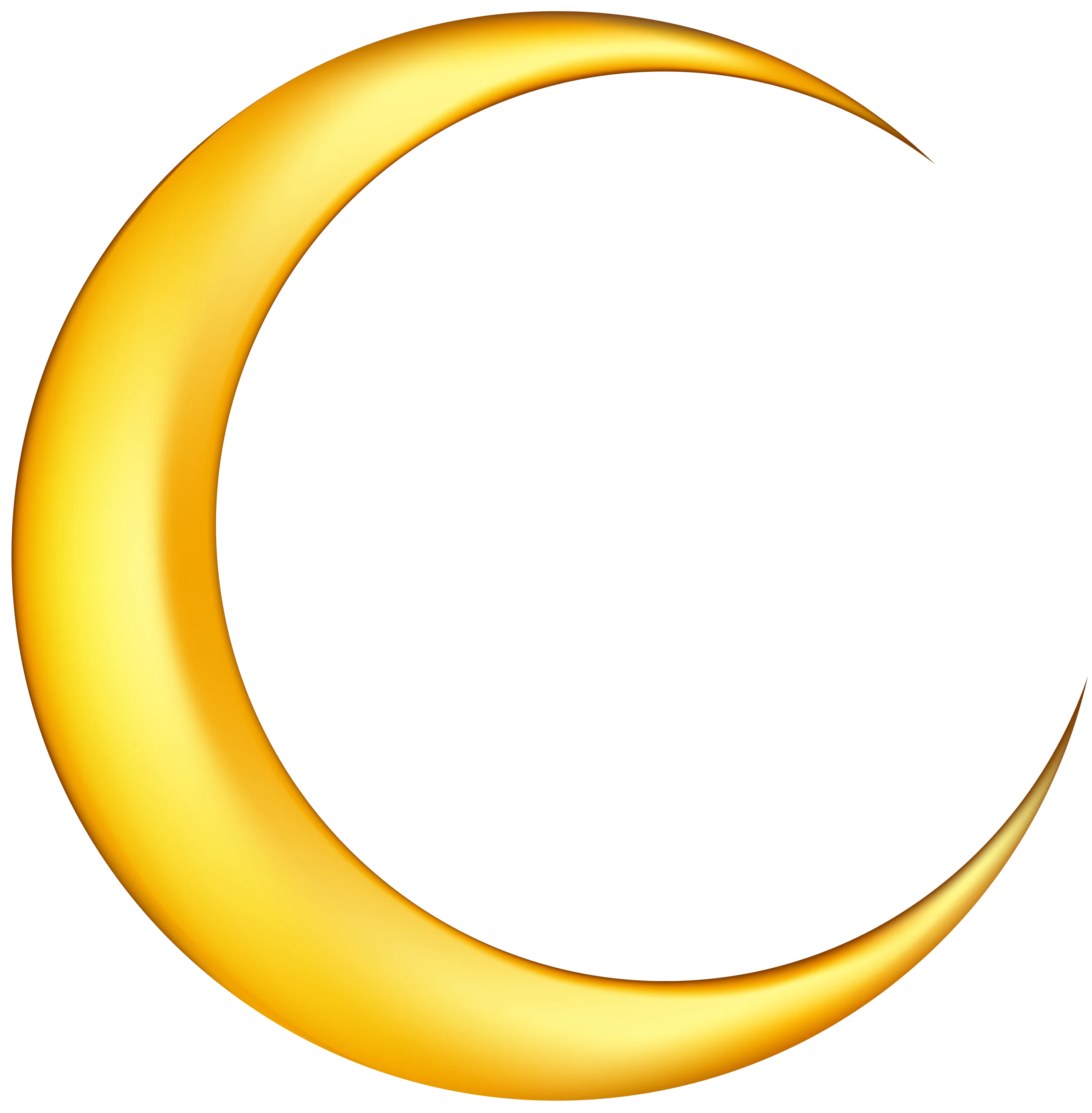Golden Luminous Crescent Moon Clipart Design with Soft Radiant Glow
