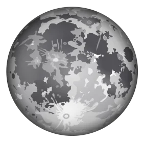 Grayscale Full Moon Lunar Surface Detailed Monochrome Celestial Clipart Illustration