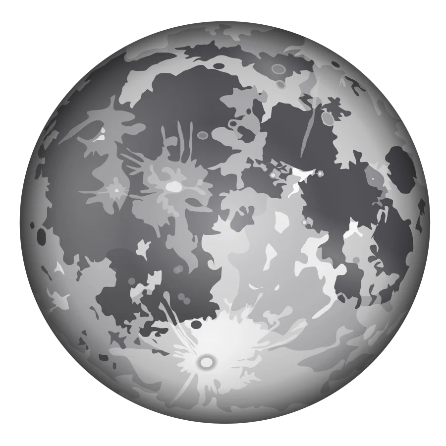 Grayscale Full Moon Lunar Surface Detailed Monochrome Celestial Clipart Illustration