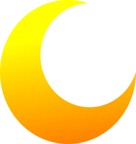 Luminous Gradient Crescent Moon Clipart Design with Warm Color Spectrum