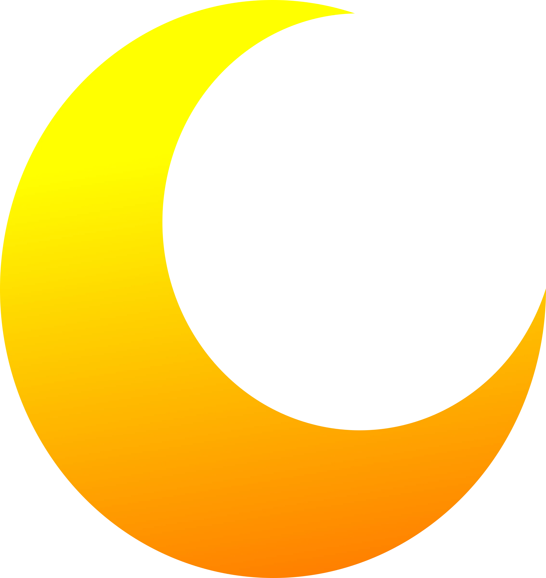 Luminous Gradient Crescent Moon Clipart Design with Warm Color Spectrum