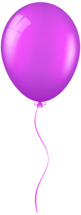 Luminous Purple Party Balloon Clipart with Glossy Sheen and Curved String