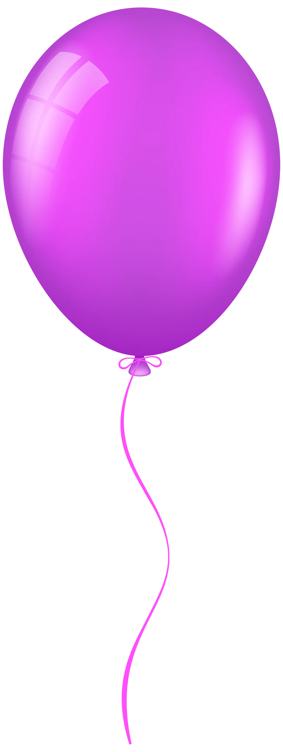 Luminous Purple Party Balloon Clipart with Glossy Sheen and Curved String