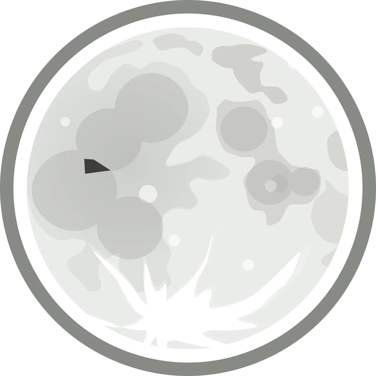 Minimalist Grayscale Lunar Surface Clipart with Soft Shadowy Craters