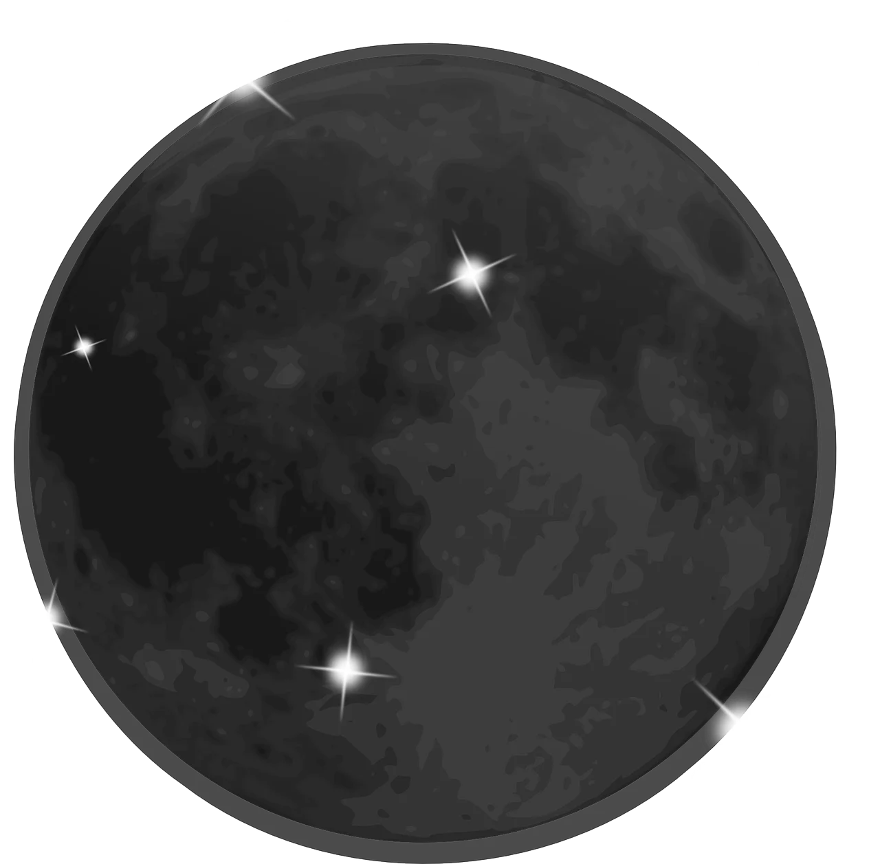 Monochromatic Lunar Clipart: Soft Grayscale Moon Surface with Starry Highlights
