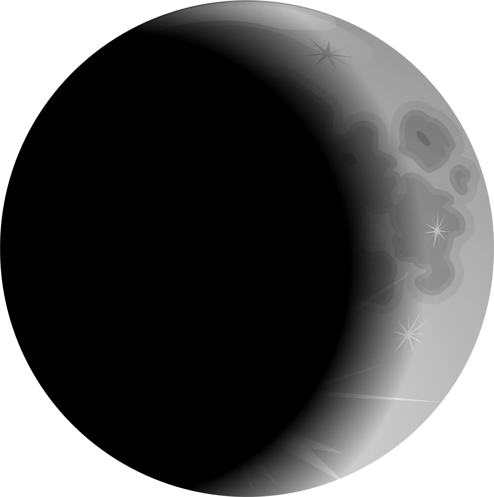 Monochromatic Lunar Phase Transition Grayscale Moon Clipart Illustration