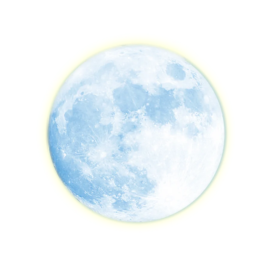 Serene Full Moon Clipart Illustration with Soft Blue Celestial Glow