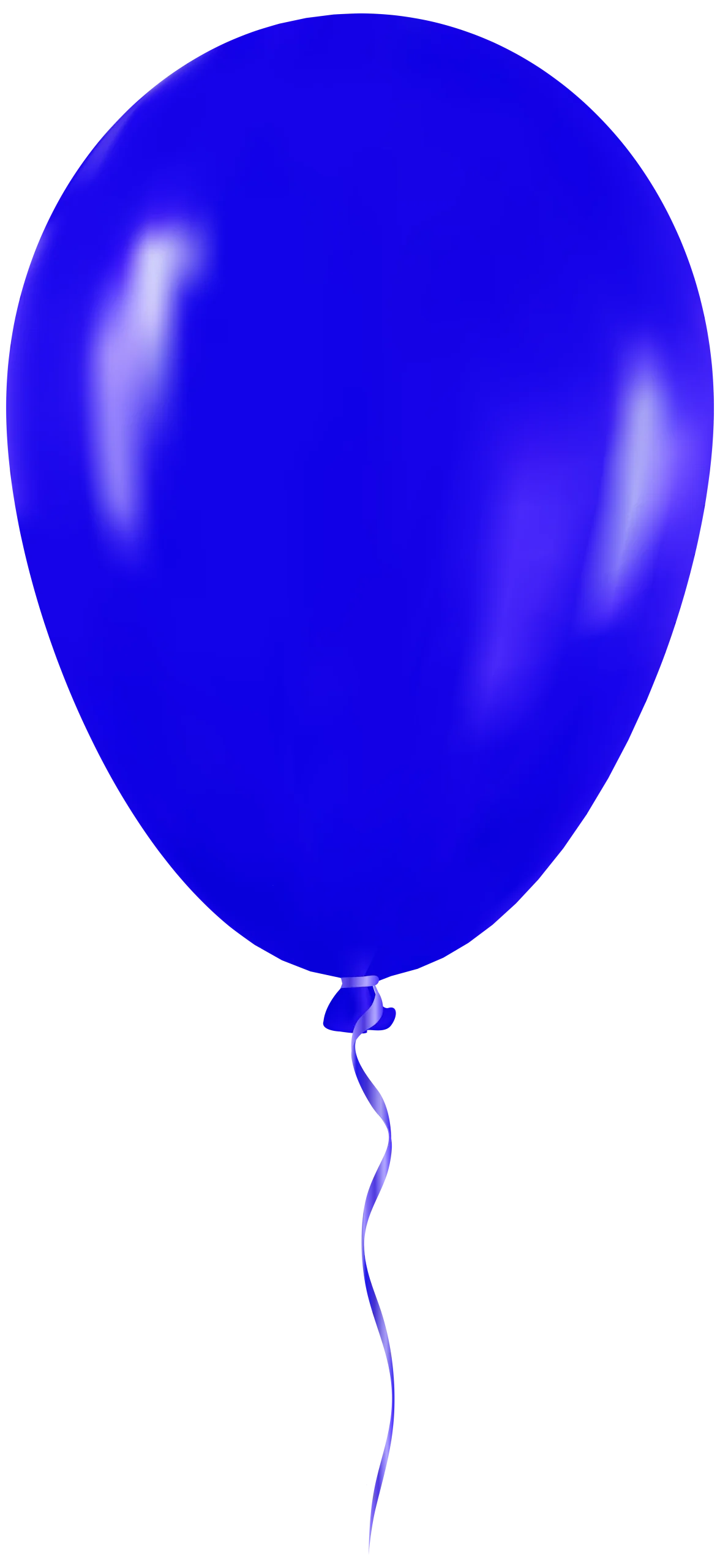 Shiny Royal Blue Floating Balloon Clipart with Elegant Curved Ribbon
