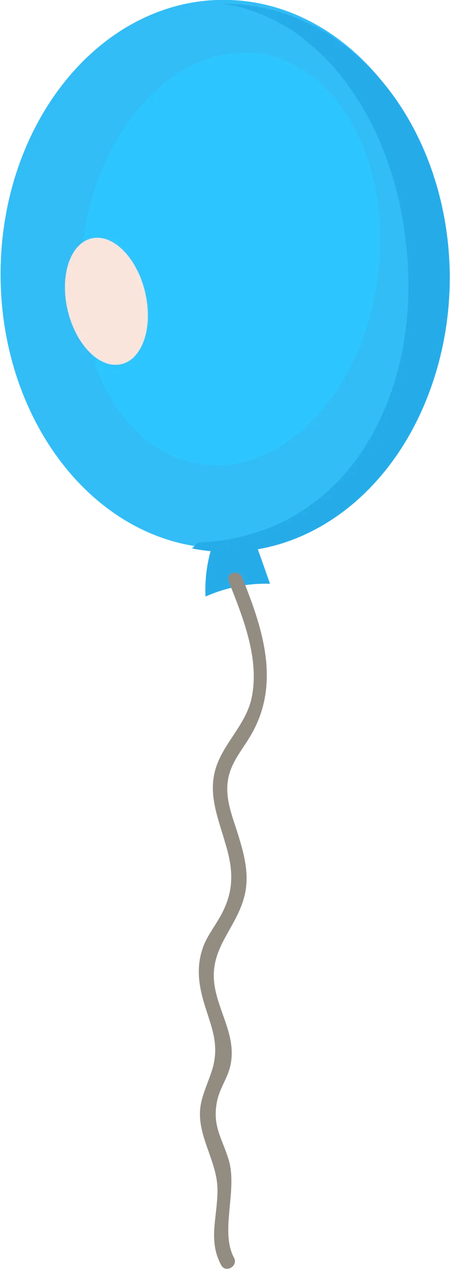 Soft Blue Balloon Clipart with Gentle Curved String Design