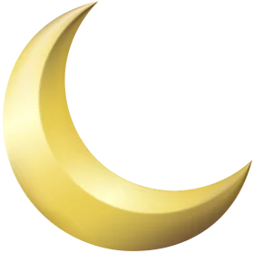 Soft Golden Crescent Moon Clipart Illustration with Smooth Gradient Highlights
