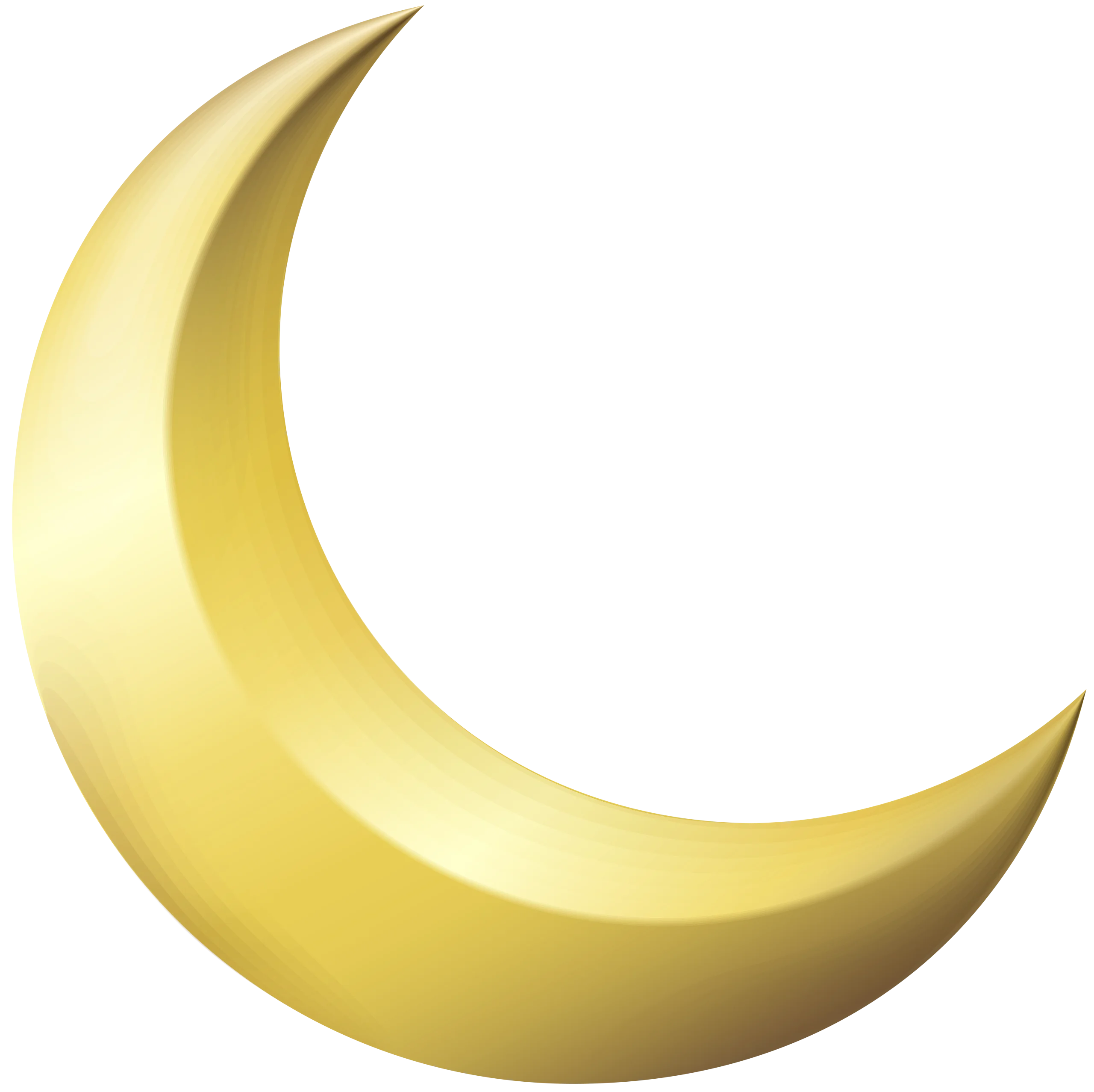 Soft Golden Crescent Moon Clipart Illustration with Smooth Gradient Highlights