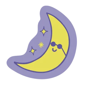 Whimsical Cartoon Crescent Moon Clipart with Starry Night Charm