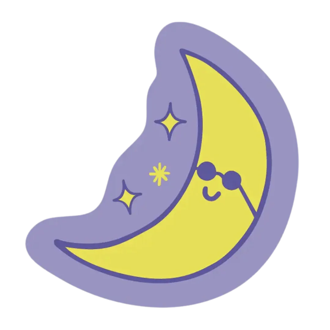 Whimsical Cartoon Crescent Moon Clipart with Starry Night Charm