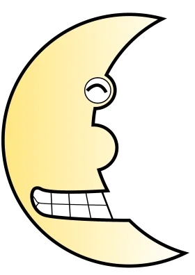 Whimsical Crescent Moon Clipart with Animated Grinning Expression
