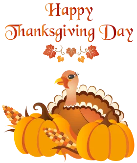 Adorable Thanksgiving Day Cartoon Turkey and Pumpkins Festive Seasonal Clipart Design