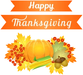 Festive Autumn Harvest Thanksgiving Clipart with Pumpkin and Seasonal Bounty