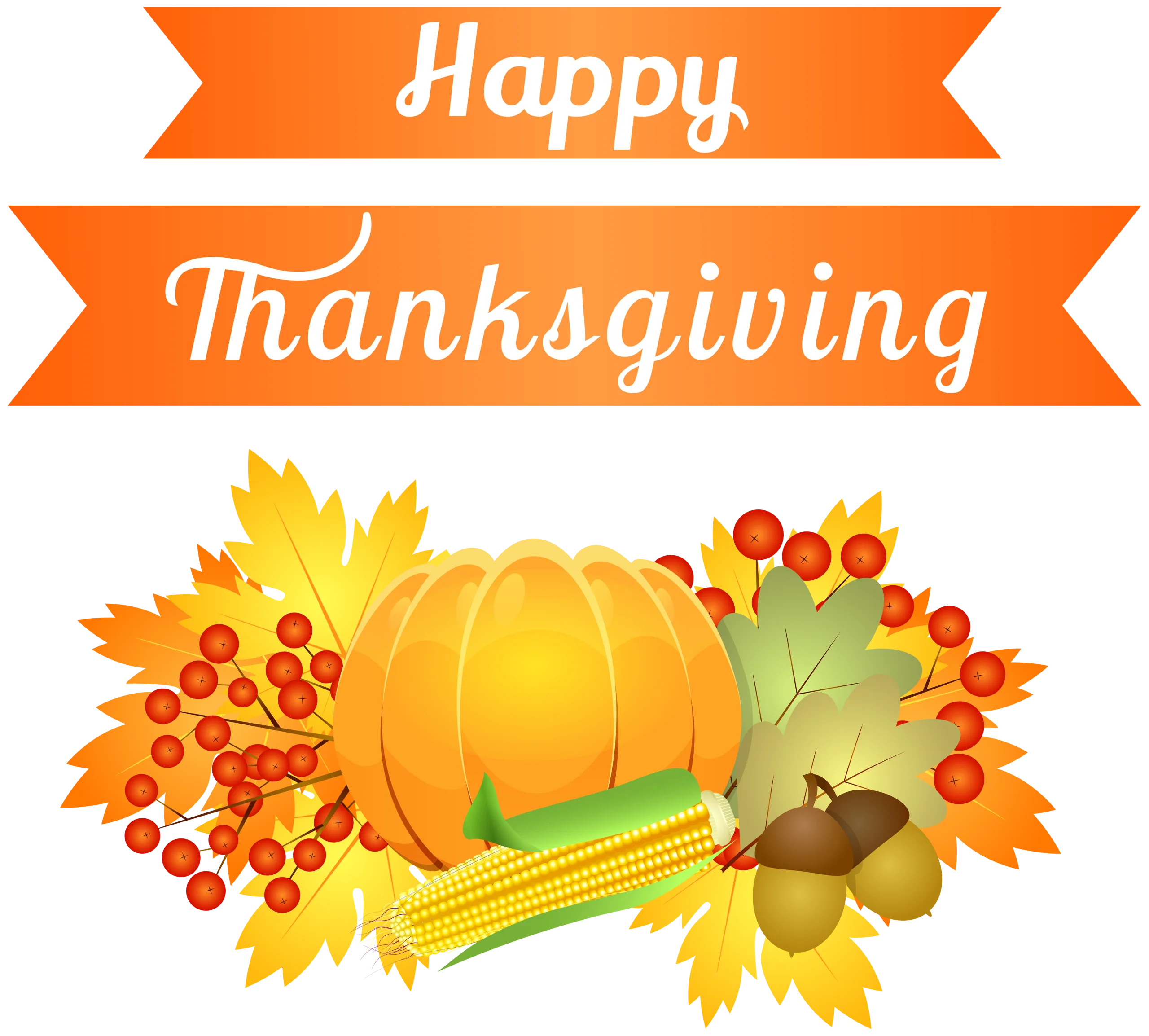 Festive Autumn Harvest Thanksgiving Clipart with Pumpkin and Seasonal Bounty
