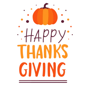 Festive Autumn Pumpkin Happy Thanksgiving Clipart Greeting Design