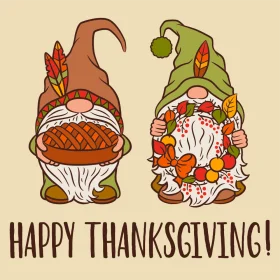 Adorable Gnome-Themed Thanksgiving Harvest Clipart Illustration with Festive Whimsy