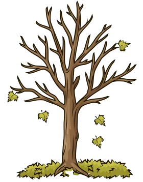 Autumn Bare Tree Shedding Leaves: A Serene Fall Season Clipart Illustration