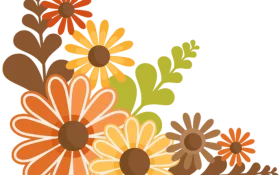 Autumn Bloom Harmony: Retro Fall-Inspired Floral Clipart Design