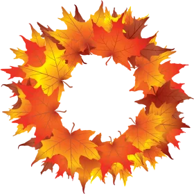 Autumn Maple Leaves Circular Wreath Clipart Design with Warm Golden Hues
