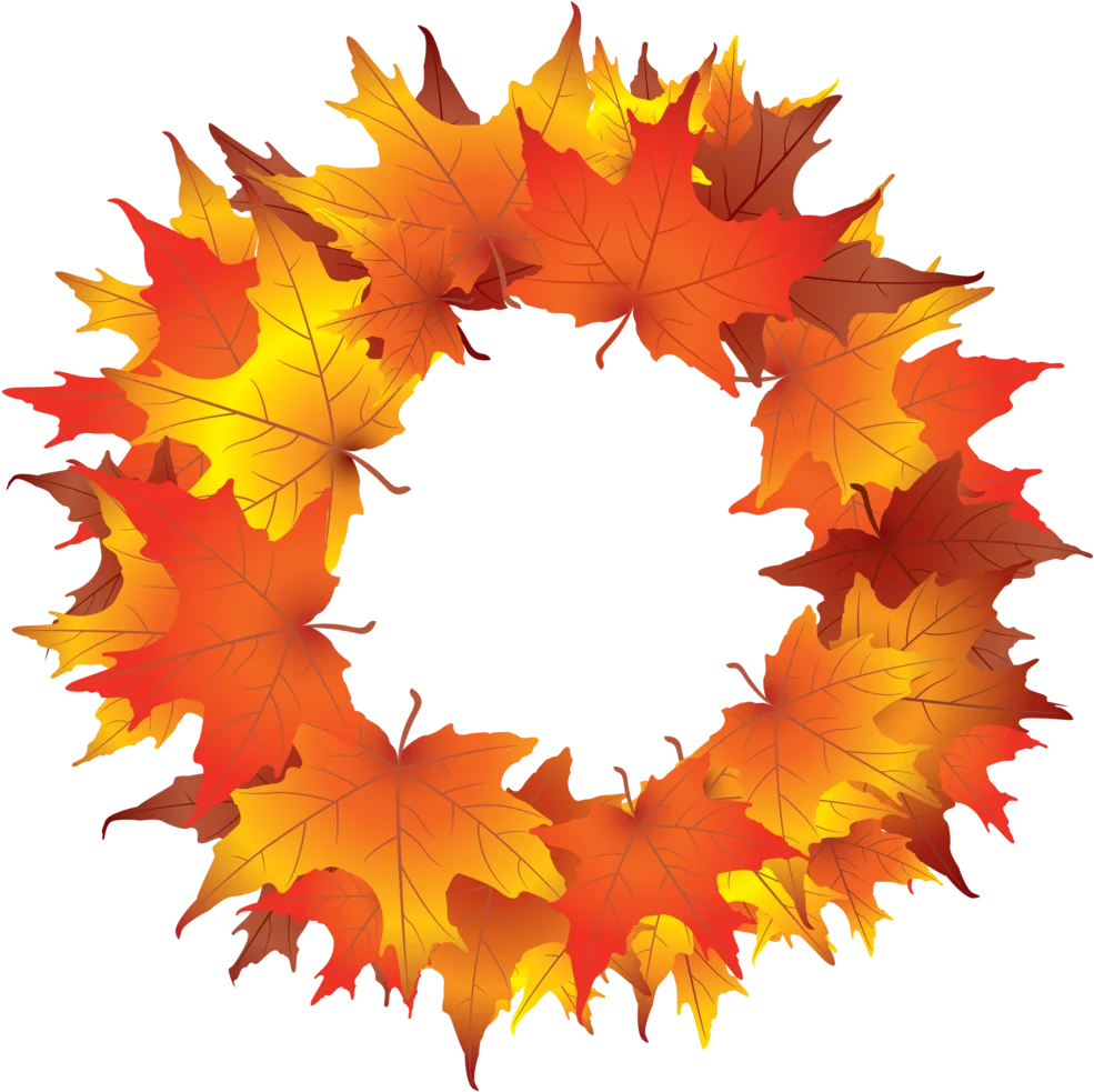 Autumn Maple Leaves Circular Wreath Clipart Design with Warm Golden Hues