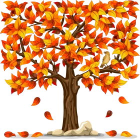 Autumn's Embrace: A Whimsical Fall Seasonal Tree Clipart Illustration