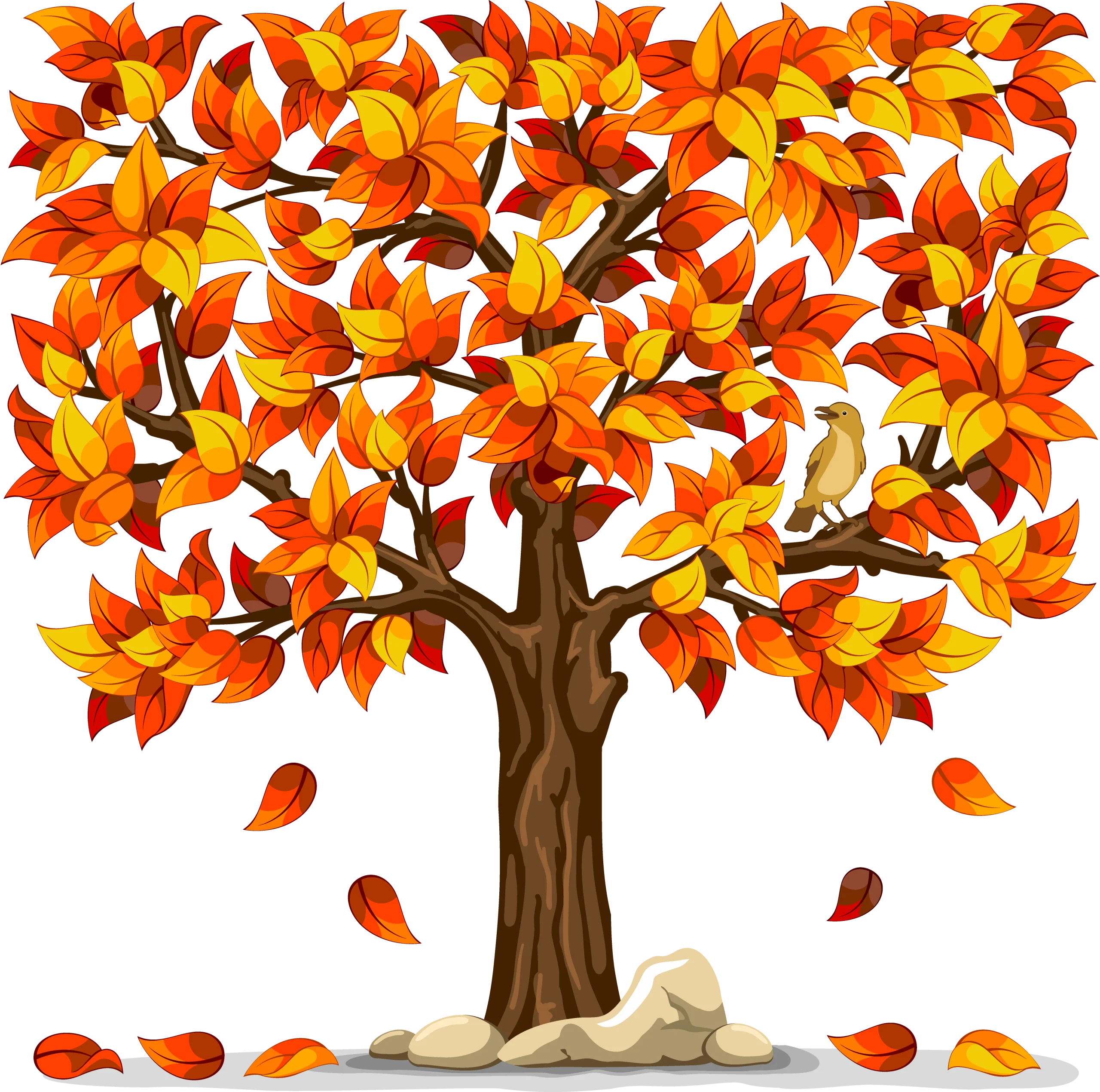 Autumn's Embrace: A Whimsical Fall Seasonal Tree Clipart Illustration