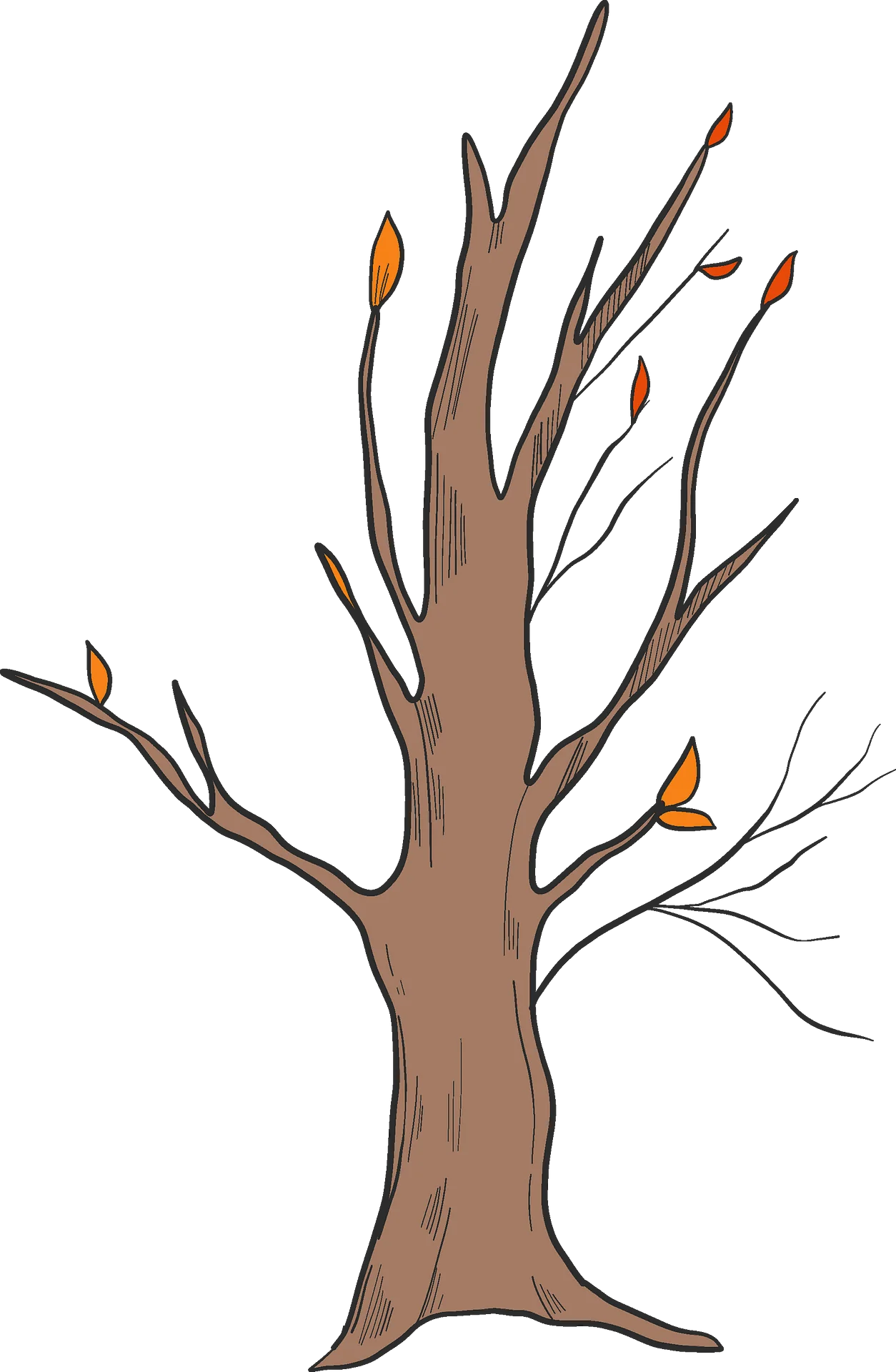 Autumn's Whispering Branches: A Serene Fall Season Leafy Clipart Illustration
