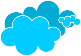 Azure Blue Abstract Cloud Clipart Design with Soft Layered Shapes