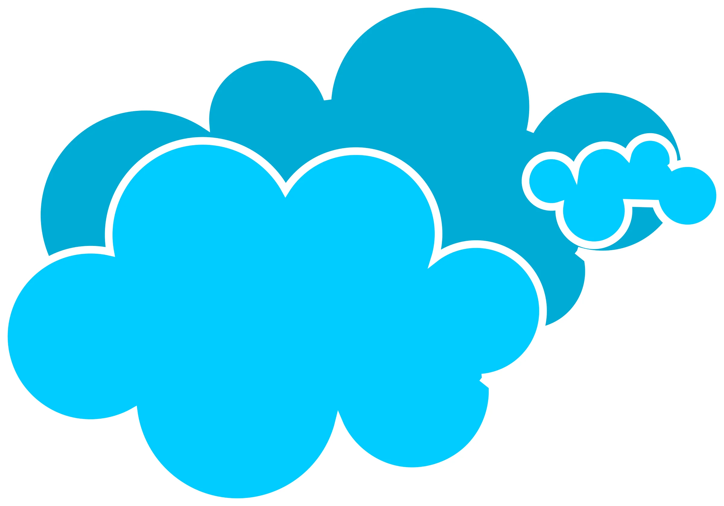 Azure Blue Abstract Cloud Clipart Design with Soft Layered Shapes